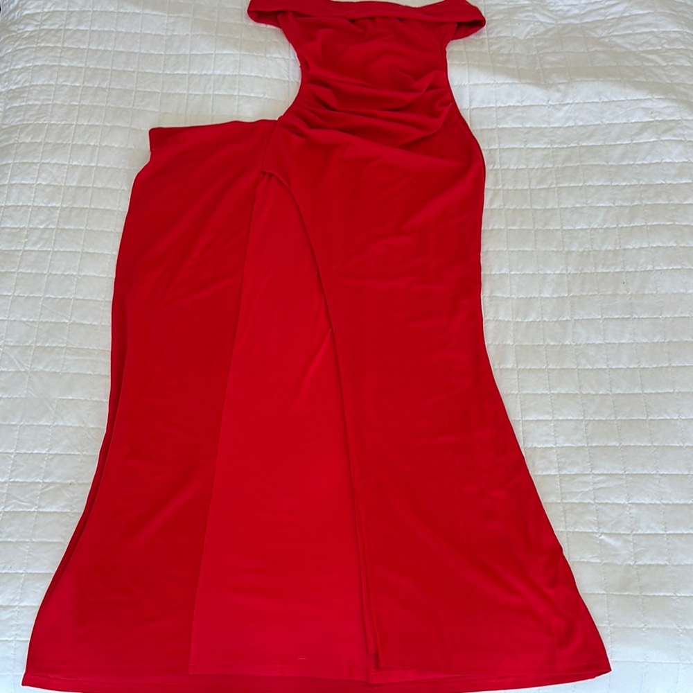 Red One Shoulder Sheath Cocktail Dress